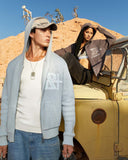 VIVANT KNIT ZIP HOODIE POWDER BLUE