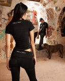 SCRIPT FOLDOVER PANT BLACK