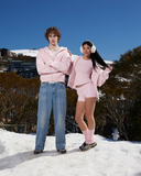 GLIMMER LOGO ZIP HOODIE POWDER PINK