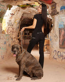 SCRIPT FOLDOVER PANT BLACK