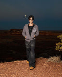 VIVANT KNIT ZIP HOODIE CHARCOAL