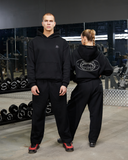 REALISM X DERRIMUT GYM OLD SCHOOL OPEN LEG SWEATPANTS BLACK