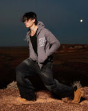 VIVANT KNIT ZIP HOODIE CHARCOAL